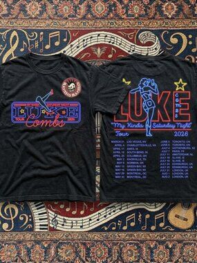 Vintage Luke Combs Neon Tour 2026 Double Sided Country Graphic Tee